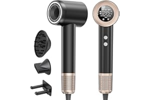 VASIP Seche Cheveux, Sèche Cheveux Professionnel Avec Moteur Haute Vitesse 140000 TR/Min, Flux 65 m/s, 300 Millions Ionique Négatifs, Secador 59 dB à Faible Bruit Pour Maison et Voyages, Noir