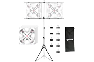 ATFLBOX Support de cibles en Papier Ajustable avec 10 Feuilles de Cible pour l'extérieur, Support de cibles en Papier pour BB Gun, Airsoft, Airgun Backyard Entraînement au tir