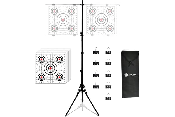 Atflbox Support de cibles en Papier Ajustable avec 10 Feuilles de Cible pour l'extérieur, Support de cibles en Papier pour BB Gun, Airsoft, Airgun Backyard Entraînement au tir