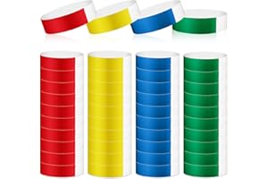 BREMOROU Lot de 200 bracelets pour événements – Bracelets en papier fluo, légers et imperméables pour fête, concert, festival (vert, rouge, jaune, bleu)