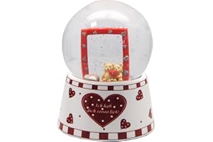 ‎SCHNEEKUGELHAUS 10001 Schneekugel für Foto Liebe mit Herz 100mm Durchmesser Foto-Schneekugel Wechselrahmen Bilderrahmen Fotogeschenk
