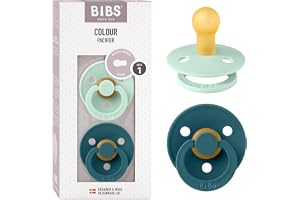 BIBS Colour Napp, 0-6 månader, 2-pack, rund, Nordic Mint/Forest Lake | NaturgummiLatex | Storlek 1