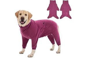Axcimond Dog Fleece Coat with Legs Winter Warm Jacket Full Body Dog Pajamas with Zipper Fleece Jumper Sweaters for Small Medium Large Dogs Clothes Adjustable Onesie Winter Dogs Coats