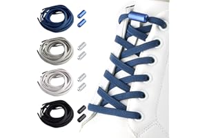 GAGACISO Aoliandatong Elastische Schnrsenkel,4Stze Universeller Schnrsenkel Ohne Binden, Gummischnrsenkel Einstellbare mit Metallverschluss fr Schuhe unterschiedlicher Gre(Schwarz+Wei+grau+Dunkelbla)