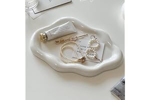 TINCAI Ceramic Jewellery Dish,Premium Trinket Dish,Cloud Shape Jewelry Tray,Cute Trinket Tray/Ring Holder/Key Organisers Dish for Entryway Table Nightstand Decor,Mother's Day Birthday Present for Her
