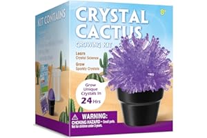 EDUMAN Crystal Cactus Growing Kit for Kids, Kids Science Experiment Kit with Crystal Powder, Grow Your Own Crystals, Educational STEM Craft Kit for Boys & Girls (Cactus-Purple)