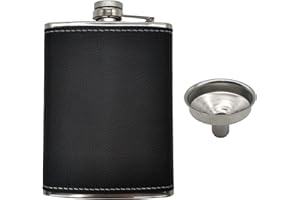 Hezhou Frasco de la cadera 8 oz con un práctico embudo petaca de acero inoxidable para mujer whisky alcohol petaca portátil Whisky Alcohol Petaca para senderismo, escalada, pesca, camping (Negro)