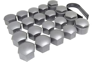 AUDI (GENUINE OE) Genuine Wheel Nut Covers for A3 Q3 Q5 A4 A6 Q2 with Removal Tool (Matt Grey, 17mm)