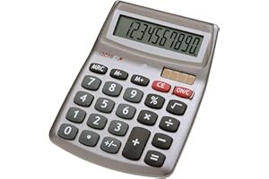 ‎GENIE GENIE 540 10-stelliger Design-Tischrechner (Dual-Power (Solar und Batterie); kompakt) grau