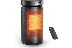 TIMIYOU Calefactor Bajo Consumo Cerámico 1500W PTC Rápido y Seguro con Termostato Portátil, Temporizador 12H, Modo Eco y Ventilador, Ideal para Oficina, Dormitorio y Casa