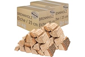 Bois de Chauffage 5-500kg pour Poêle et Cheminée Brasero Grill Panier à Feu Bûches de Bois de chêne 25 cm Flameup, Quantité:40 kg