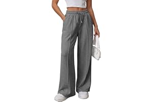 OLIPHEE Pantaloni Tuta Donna Larghi Lunghi con Tasche e Coulisse Pantaloni Donna Jogging Autunno con Elastico in Vita Tinta Unita Casual Yoga Sweatpants Baggy