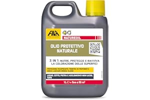 FILA Surface Care Solutions, NATUREOIL, Olio Protettivo Naturale per Legno, Cotto, Pietra e Tufo, Adatto come Impregnante Legno Esterno, Ottimo per Ravvivare Sedie da Esterno o Tavolo da Giardino, 1L