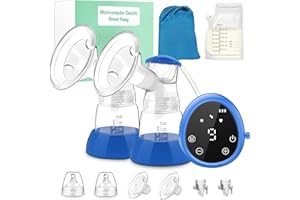 TAKRINK Sacaleches Eléctrico Extractor de Leche Doble con 10 Bolsas de Almacenamiento de Leche 180ml Biberón Bolsa de transporte Silencioso Portátil Sacaleches con Pantalla LED 3 Modos 9 Niveles