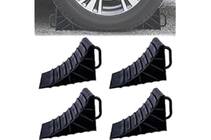 Leikurvo Lot de 4 cales de roue avec poignée - 180 x 90 x 110 mm - En plastique - Pour voiture, remorque, caravane, camping-car - Noir