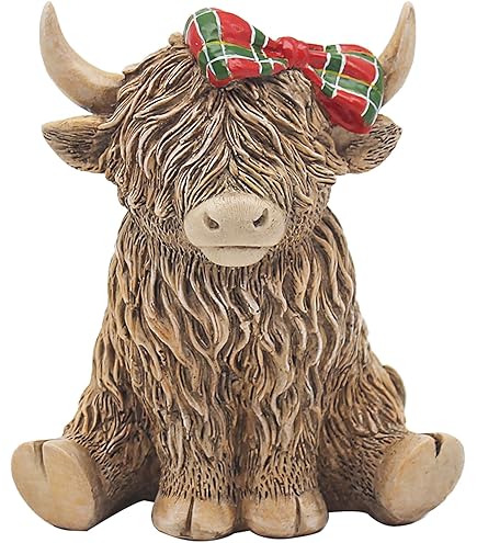 Hestia - Ornement Vache Highland Effet Bois - 9,5x20cm - Décoration Murale Love - Style Country