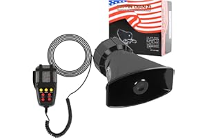 TIHOOK Sirene 12V,7 Ton Sound Hupen,Auto Sirene Lautsprecher,Autohupe,Notverstärker Alarmtrompete,Lautsprechersystem, Hupe 12v,Megafon mit Sirene und Mikrofon