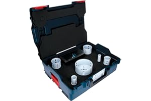 Bosch Professional 8 tlg. Lochsäge Progressor for Wood & Metal Set Trockenbau (für Holz und Metall, Ø 20-114 mm, in L-BOXX, Zubehör Bohrmaschine)