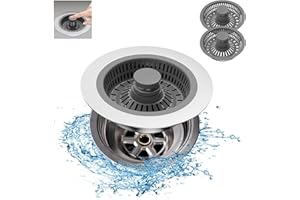 JIUGGLAD 3-in-1 stöpsel für spülbecken, Küchen Spülbecken Stöpsel,Universal abflusssieb küchenspüle,Spüle Stöpsel, Filtert Essen und Haare aus den Löchern,Verhindert Gerüche
