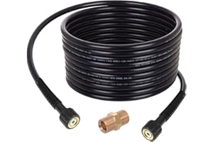 TECHKAR Zamiennik Przedłużenia Węża Myjki Ciśnieniowej - Części do Myjek Ciśnieniowych Karcher - 200 barów, Kompatybilne z Kärcher z Gwintem M22x1,5 + Złącze i Złączka Węża - 25 m