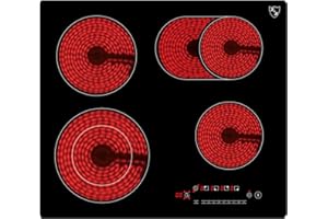K&H® 4 Zonen Glaskeramikkochfeld Elektrokochfeld 59cm Elektro Autark Eingebaut NC-7206