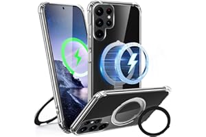 Tawarror Magnetyczne etui do Samsung Galaxy S22 Ultra 5G, kompatybilne z Magsafe, przezroczyste silikonowe etui do Samsung S22 Ultra ze stojakiem, twardym PC Zderzakiem TPU Odporny na wstrząsy futerał