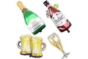 ORUZA 4 Stück Champagner Folienballon, Champagner Luftballons, Wein Ballons, Bier Ballon, XXL Wein Flaschen Folienballons für Geburtstag Urlaub Hochzeit Bierthema Party Dekoration