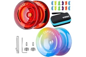 SHUNGRU Pack of 2 Yoyos, Responsive Yoyo for Kids, Pro Dual Purpose Yoyo for Adults, Finger Spin Yoyo Tricks for Beginners, with Unresponsive Yo-yo Bearings, 12 Yoyo Strings, Yoyo Case Bag(Red + Tricolor)