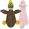 2-in-1 Stuffless Squeaky Dog Toys with Soft, Durable Fabric for Small, Medium, and Large Pets by Best Pet Supplies - No Stuffing for Indoor Play, Duck, Pig, size S