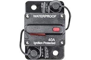 RED WOLF 40A Schutzschalter Sicherungshalter mit Manuelles Reset für Auto Boot LKW Wohnmobile Audio 40 Ampere kfz Leistungsschalter 12V 24V 48V DC Sicherungsautomat