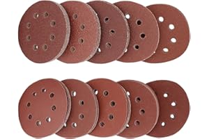 LESNIC 100pcs Sanding Discs, 125mm Sanding Discs Quick Change Discs Hook & Loop 10Pcs per Each 40/60/80/100/120/180/240/320/400/600 Grit Sandpaper Discs for Orbit Orbital Sanders