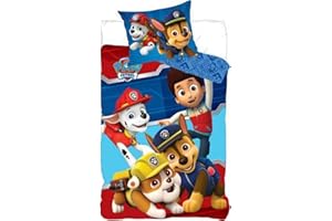 BRANDMAC Pat Patrouille Parure de lit Bébé 100% Coton - Housse de Couette 100x135 cm + Taie d'Oreiller 40x60 cm