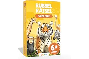 EDUBINI Rubbelrätsel für Kinder [40 Spielkarten mit Rubbelfläche] - Reisespiele für Spaß & Wissen (160 Tier-Fakten) - Lernspiele ab 6 Jahre, Familienspiele, Geschenke für Kinder, Logikspiele (Wilde Tiere)