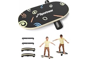 ‎SPORTNEER Sportneer Balance Board - Wobble Board mit verstellbaren Stoppern und Rollen - Balancier-Trainer zur Verbesserung des Gleichgewichts, Surf-Trainer und Physiotherapie - kleine Größe speziell für Kinder
