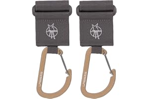 LÄSSIG Accesorio para cochecito (2 pcs.) Gancho de velcro Carabiner Gancho para cochecito Gancho para compras Metal/Stroller Hooks with Carabiner anthracite
