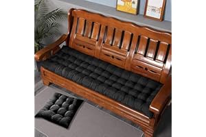 Xpnit Cojín grueso para banco 2 3 plazas, cojín de algodón para banco de jardín, 100 cm, 110 cm, 120 cm, cojines rectangulares para asiento para exteriores y interiores (110 x 40 cm), color negro