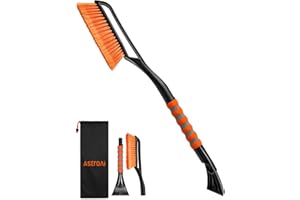 AstroAI 2-in-1 Ice Scraper 68.6cm Detachable for Car Windscreen and Snow Brush with Ergonomic Foam handle for Cars & Trucks & SUV (Orange)