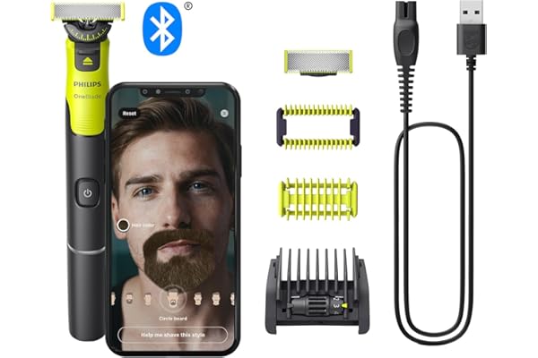 Philips OneBlade 360 con Bluetooth, Recortadora para Barba y Cuerpo, Afeitadora Eléctrica Hombre, Depilación masculina, 2 Cuchillas, 5 Longitudes, 60 minutos de uso con 1 hora de carga, QP4631/30