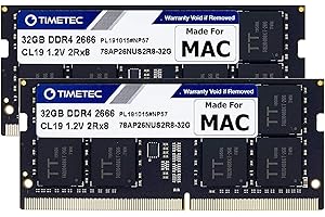 Timetec 64 GB(2x32GB) DDR4 2666MHz PC4-21333/PC4-21300 Kompatybilny z Apple dla komputerów iMac z połowy 2020 r. (20.1/20.2)/poł.2019 r. iMac (19.1) 27" z Retina 5K, koniec 2018 r. Mac Mini (8.1)