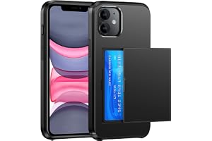 SZSSZSM Plånbok för iPhone 11 Fodral med Korthållare, Svart | Dubbelbottnad, Militärklassat Skydd, Stötsäkert, Dolda Kortplat