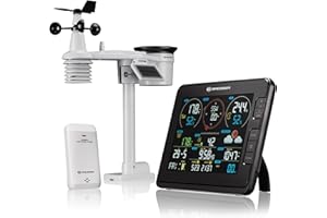 Bresser Wetterstation Funk mit Außensensor Profi W-LAN Wetter Center 7in1 für UV-Pegel, Windgeschwindigkeit, Windrichtung, Luftfeuchtigkeit, Temperatur, Niederschlag und Lichtintensität