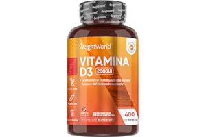 WEIGHTWORLD Vitamina D3 2000 UI Colecalciferolo (50mcg) Vegetariana in 400 Compresse (Scorta 13+ Mesi), 1 al Giorno, La Vitamina D Contribuisce alla Normale Funzione del Sistema Immunitario (EFSA), Senza Glutine