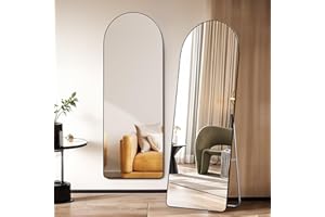 Warmiehomy Arched Full Length Mirror, 165X60cm Large Full Body Floor Standing Mirror, Hanging or Leaning Against Wall for Bedroom Cloakroom, Black