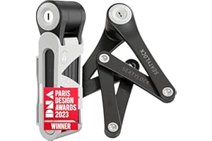SEATYLOCK FoldyLock Mini Folding Bike Lock with Key - Patented Lightweight Heavy Duty High Security Anti Theft - Cut Proof Silver Sold Secure Bicycle Lock for Electric Scooters and Bikes - 75 cm