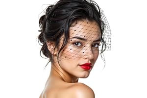 Tyqour Black Mesh Veil Headband 1920s Fascinator Headpiece for Women - Bridal Wedding Tea Party Accessories