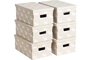 LAVATELLI Kanguru SET DE SEIS Cajas de almacenamiento en cartón, modelo básico, tamaño grande, PERROS (615 AZ), 29x51xh20 cm