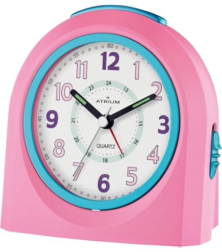 Réveil Analogique Atrium Lila Silencieux – Sans Tic-Tac, Lumière LED, Snooze – Parfait Chambre Enfant