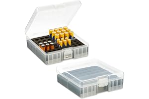 Relaxdays Batterilåda, set om 2, för 60 AA och AAA-batterier, HxBxD: 5,5 x