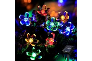 A.bigwhale Guirlande Lumineuse Exterieur Solaire, LED Imperméable Lumières Fleur 40 LED, Étanche 8 Modes Guirlande Lumineuse Extérieure pour Jardin Patio Balcon Fête Mariage Patio Noël (Multicolore)