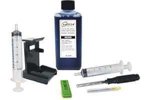 refill24 Kit de Recharge Compatible pour Cartouches d'encre Canon 540 540 XL Noir avec Clip et Accessoires + 250 ML